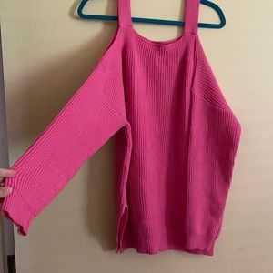 Cold Shoulder hot pink sweater